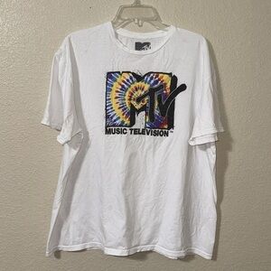 MTV Classic Logo Tie Dye White Tee